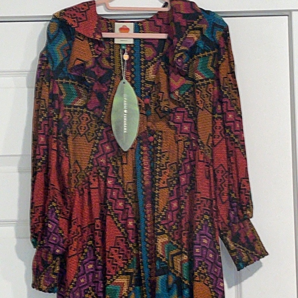 NWT Farm Rio Yawanawa Stripes Ankle Dress - Picture 13 of 15